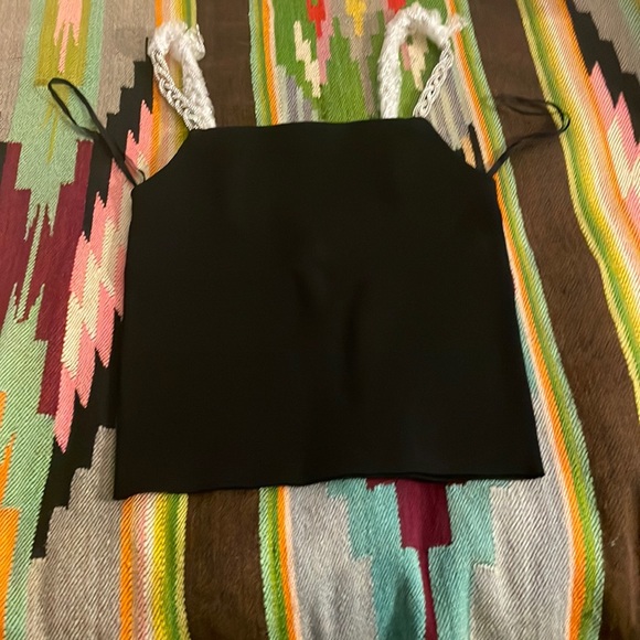 NWO ♥️Alice + Olivia FABOLOUS Stretchy Thick braided Rhinestone  Top Small - Picture 8 of 12